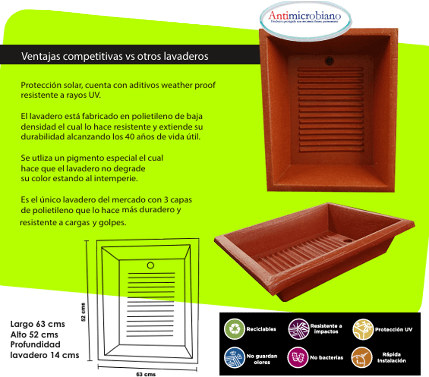 LAVADERO DE PLASTICO CHICO SIN PILETA - Novaplastik